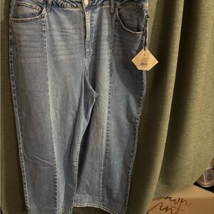 Ava & Viv Women's High Rise Jeans - Two Tone Blue.